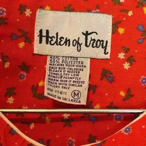 Vintage Helen Of Troy House Coat Mumu Red Size M‎ Excellent Condition pockets Size M