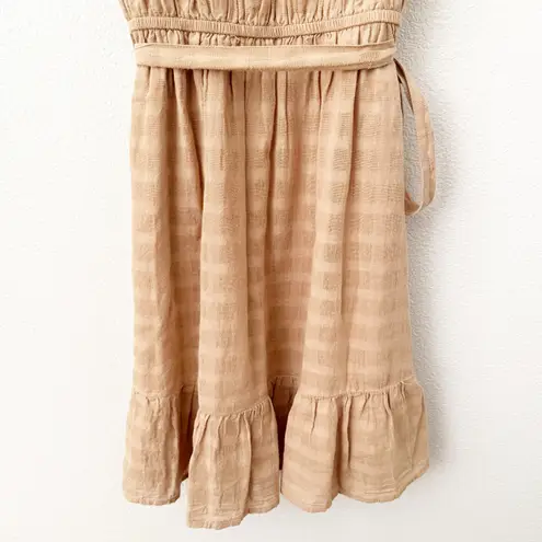 Velvet Heart | Tabitha Tan Nude Flutter Sleeve Stripe Dress Belted | Size Small