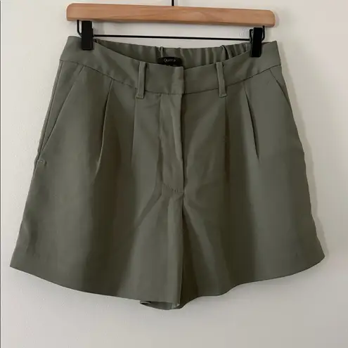 Quince Stretch Crepe Pleated Short in Olive Size 8 Green