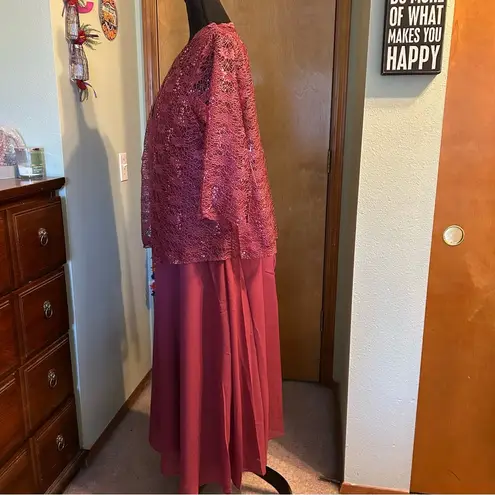 Pink chiffon sleeveless Mother of the Bride dress lace and sequins jacket 18W