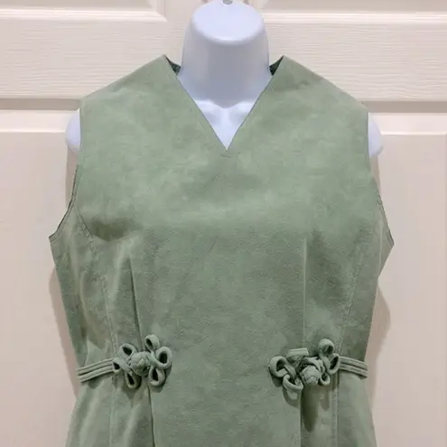 Nat Kaplan Couture Vintage Green Ultra Suede Sleeveless Sheath Dress Size 8