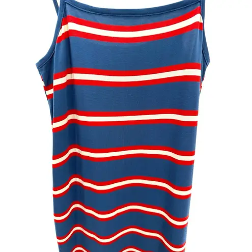 Marine layer Sadie Tie Shoulder Knit Tank Midi Dress Blue Red Stripe Size S
