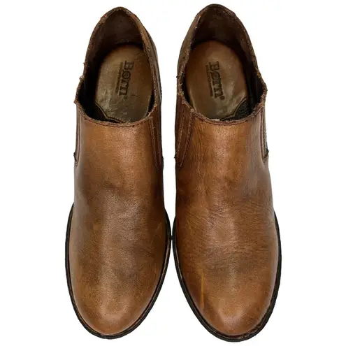 Born Breckin Ankle Pump Leather Block Heel Opanka Marrone Brown 9