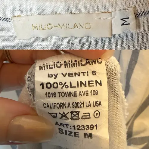 Milio Milano 100% Linen Midi Shirt Dress Made in Italy Button Front size Medium White
