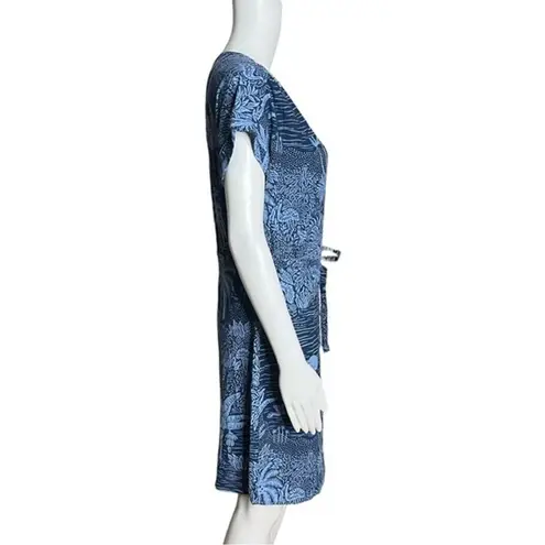 H&M Desmond & Dempsey X  Dress Womens XS Blue Tropical Linen Blend Preppy Coastal