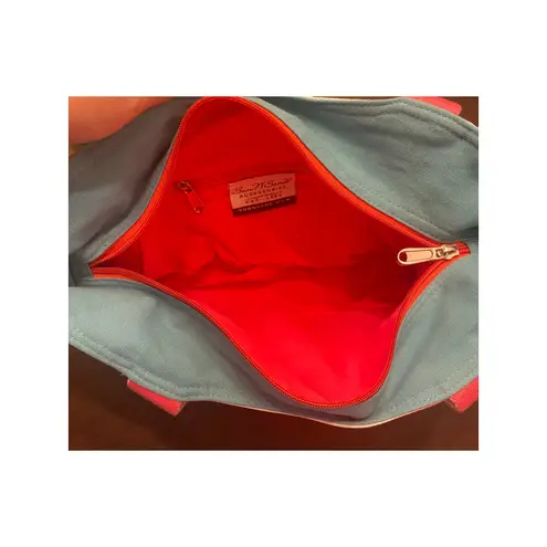 Sun N' Sand Flamingo Large Zip Top Canvas Shoulder Bag Elastic Side Pockets Pink