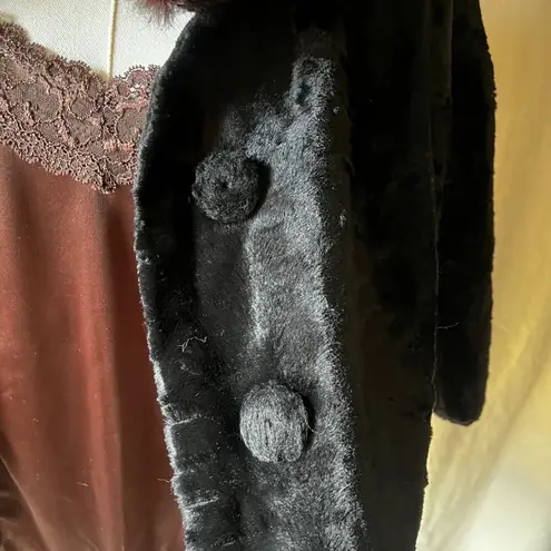 Vintage Sheared Fur Cape w/ Mink Collar Black Swing Evening Capelet M/L Size M