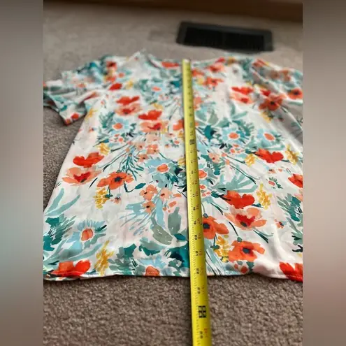 Counterparts 2/$12 Red Poppy Floral Tie Sleeve Spring Blouse Size Small