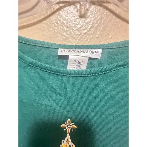 Rebecca Malone Rebecca Malone Christmas Tree Long Sleeve Top Holiday Green Small
