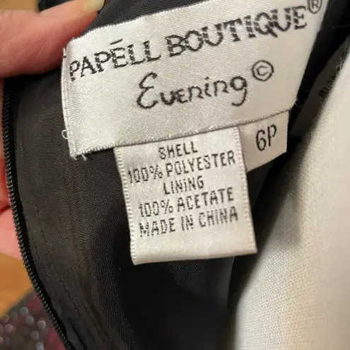 Papell Boutique Vintage 90’s Red Black Mesh Overlay Rhinestone Dress Sz 6P