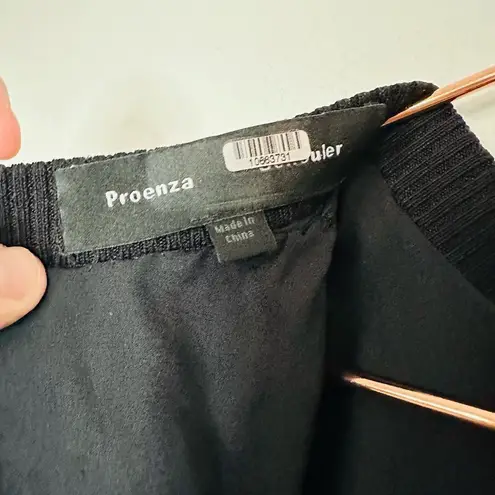 Proenza Schouler Women's Black Blue Silk Long Sleeve Ribbed High-Low Dress Size4