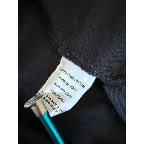 AYR The Slushy Pima Cotton Long Sleeve Black T-Shirt Size Small