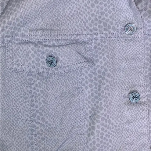 Denim & Co . Size 1X Blue Cobra Snakeskin Print Button Front Jean Jacket