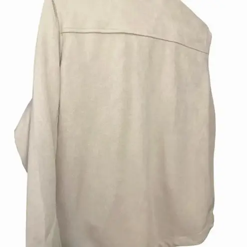 Oversized Beige Cream Velvety Suede Like Jacket Relaxed Fit Shacket Tan Size M