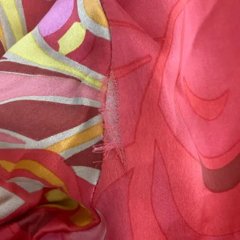 Hale Bob Silk Floral Boho Shift Dress S – Coral Pink Yellow Resort