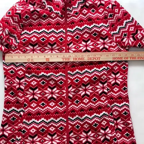 Laura Scott Women's Red Fair Isle Microfleece Jacket Size M