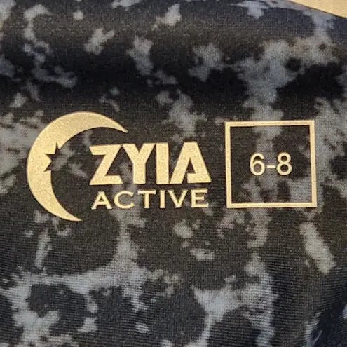 Zyia Blue Stone Leopard Print Light N Luxe Scrunch Butt Leggings Size 6-8