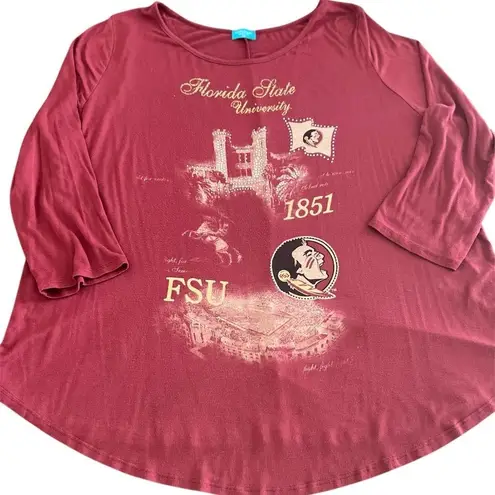 Florida State University Women's Red Top size 2X Made in USA Pink