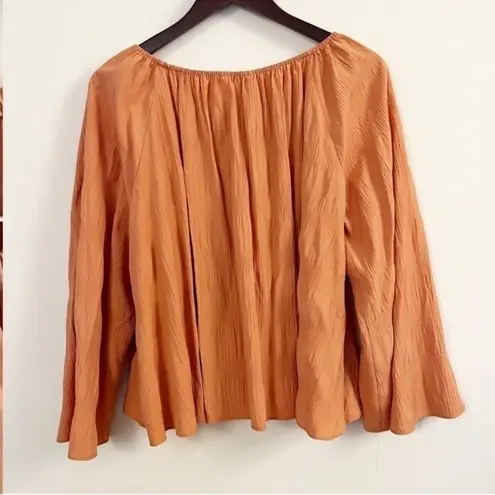 Elizabeth and James Off The Shoulder Top Womens Large Boho Orange Bell Sleeves
