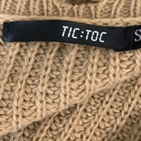 Tic Toc  Size Small Tan Cropped Fray Hem Sweater Women’s. Preloved - Image 5