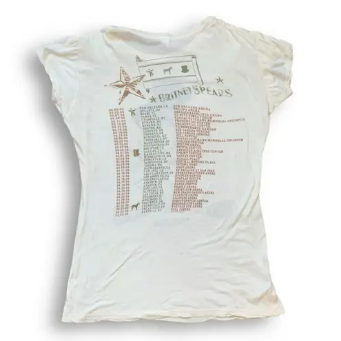 Y2K Brittney Spears Circus Concey Tour Cream Graphic Print Baby Tee Scoop Neck Black Size M