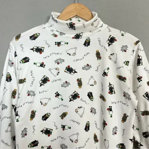 Jason Maxwell Vintage Halloween Shirt Turtleneck Long Sleeve Tee White Skeleton Witch Ghost - Image 10