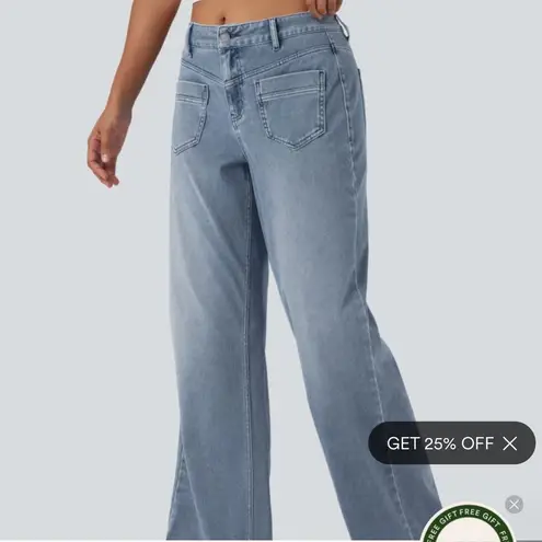 Halara Flex™ Mid Rise Straight Leg Casual Jeans with Pockets Light Blue NWT XL