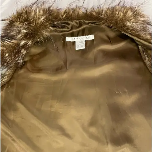 Shaggy faux fur vest animal print ski resort snow Brown Size M