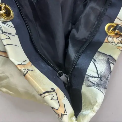 DSW Black and Gold Satin Shoe Fashion Shoulder Bag with Chain Strap