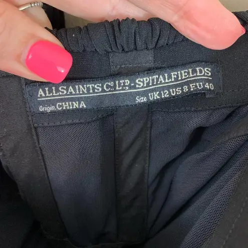 All Saints Taka Flexile Strapless Draped Black Mini Dress