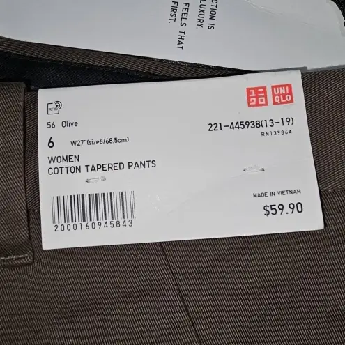 Uniqlo NWT  Womens‎ Olive Green Tapered Leg Pants 6