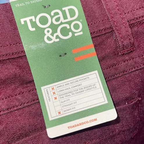 Toad & Co Womens Mid Rise Lola Slim Fit Straight Skinny Jeans Burgundy Sz 4 NWT Red