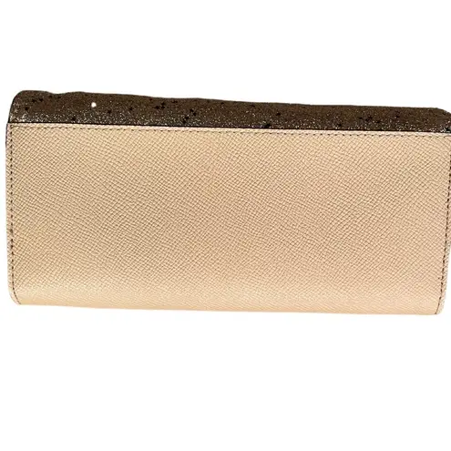 Coach  Leather Envelope Wallet Sparkly Metallic Gold Clutch Evening Formal thumbnail 3