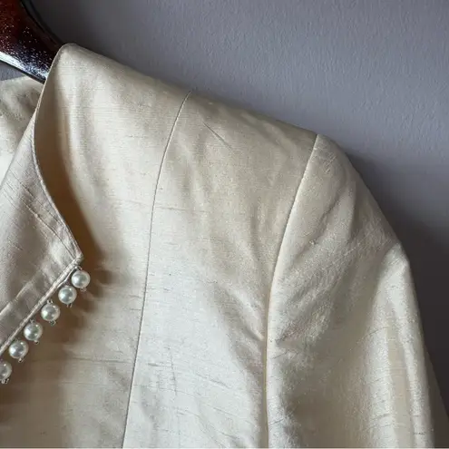 Melony Women’s 100% Silk Ivory Cropped Lined‎ Shrug Jacket Size 6 White