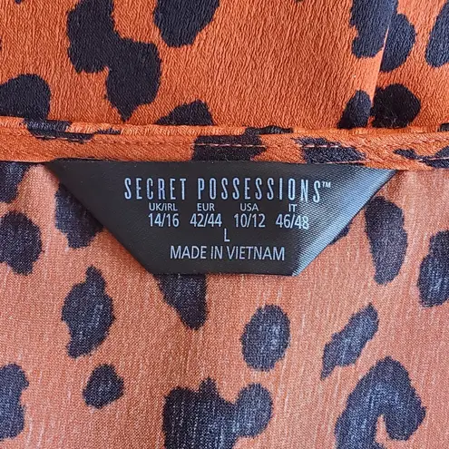 Secret Possessions‎ Leopard print slip dress floral lace v neck sleepwear L Orange Size L