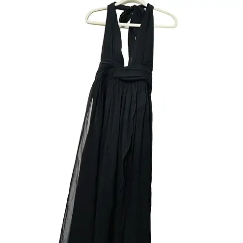 NEW Retrofête Zion Silk Chiffon Dress Bodysuit Lined Black Sz Large $595 Baddie