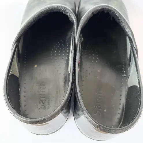 Sanita Womens 10.5 Original Danish Womens Green Blue Marbled Patent Clogs Office