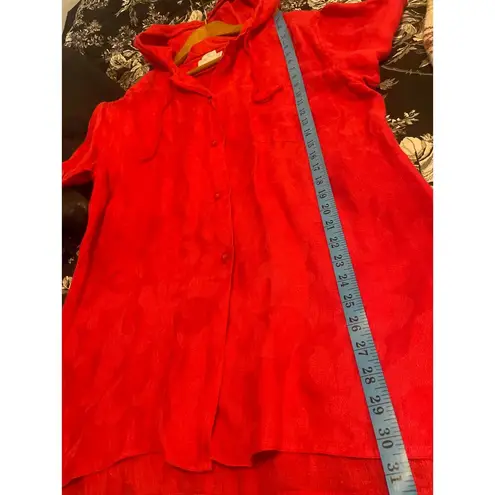 Vintage VALENTINO Swimwear Hooded Cover Up Dress 100% Linen Size 6 Small S Red