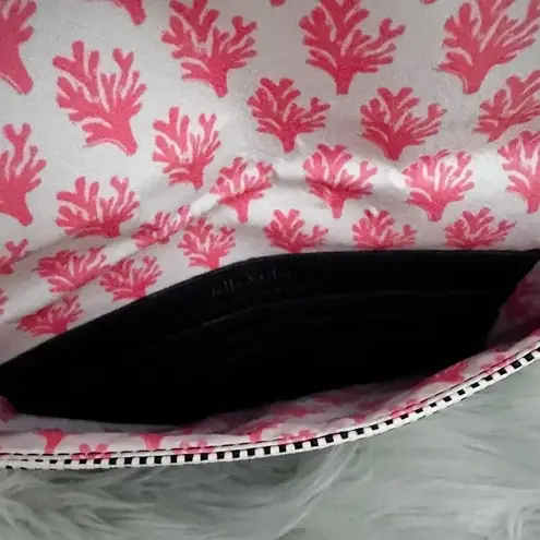 Stella & Dot | City Slim Black White Woven Raffia Coral Clutch Bag Purse | OS