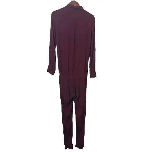 Monrow NWT Burgundy Long Sleeve Jumpsuit Women’s Size XS Rayon Made in USA Red