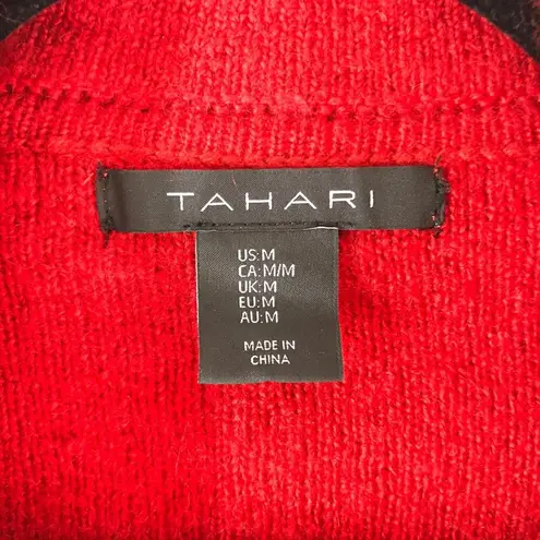Tahari Womens Cardigan Sweater Oversized Dolman Sleeve Wool Blend Red M