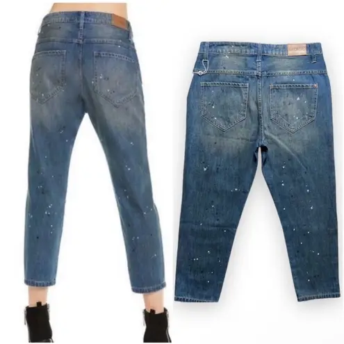 Wildfox NWT  DaVinci Relaxed Loose Baggy Paint Splatter Crop Boyfriend Jeans