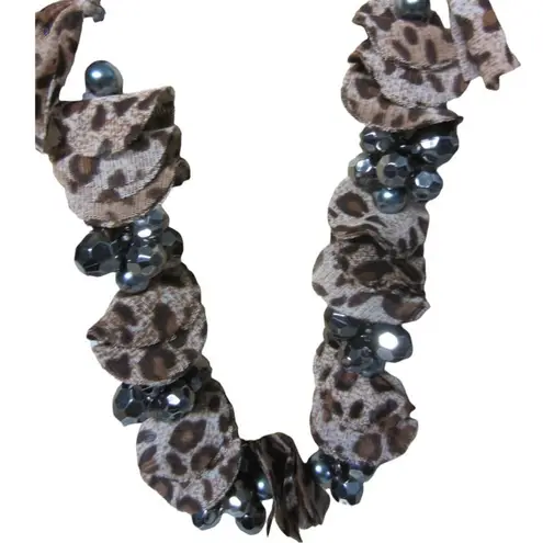 Handmade Animal Print Fabric With Silver Beaded Necklace