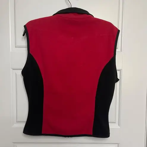 Obermeyer Vintage Fleece Vest Women's Medium Embroidered Logo Red Black Full Zip