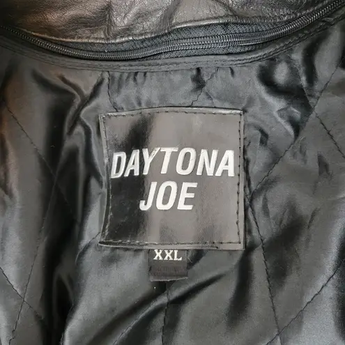 Daytona Joe Womens Moto Jacket Size XXL Black Purple Rose Zip Front Fringe