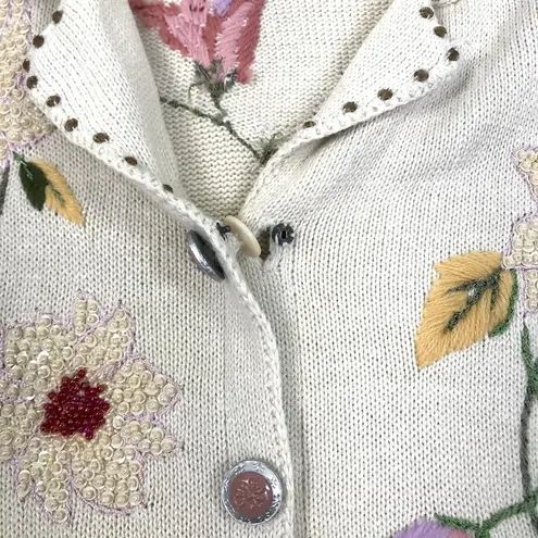STORYBOOK KNITS VTG Embroidery Cardigan S Retro Western Beaded Oversize Boho Y2K