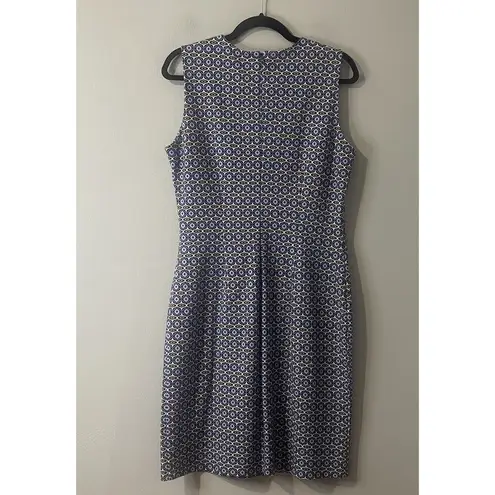 J. McLaughlin Devon Geometric Sheath Dress Blue Tan Geometric Career Stretch