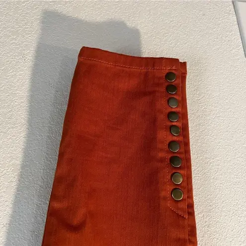 Soft Surroundings Orange Metro Denim Pull On Snap Ankle Jeggings Leggings Size S