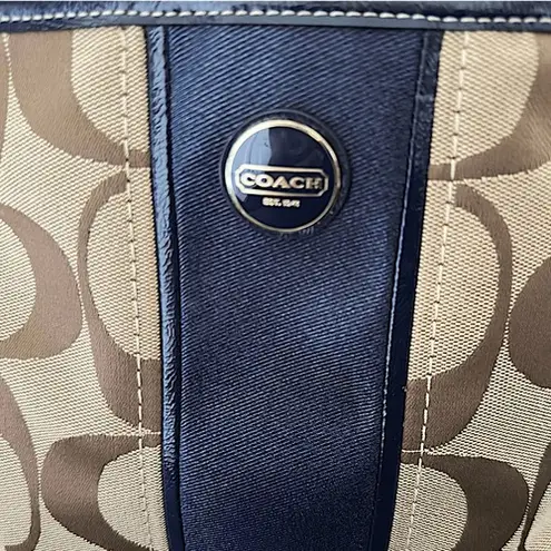 Coach Crossbody Signature Foldover - Khaki/Navy F23304 Jacquard Tote