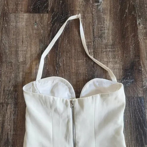 Retrofete Cream Jumpsuit Halter Padded Cups Size Medium Wide Leg